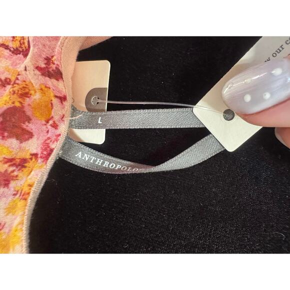 By Anthropologie Cowl-Neck Ruffle Midi Dress Pink Floral Size Large NEW - Picture 9 of 11